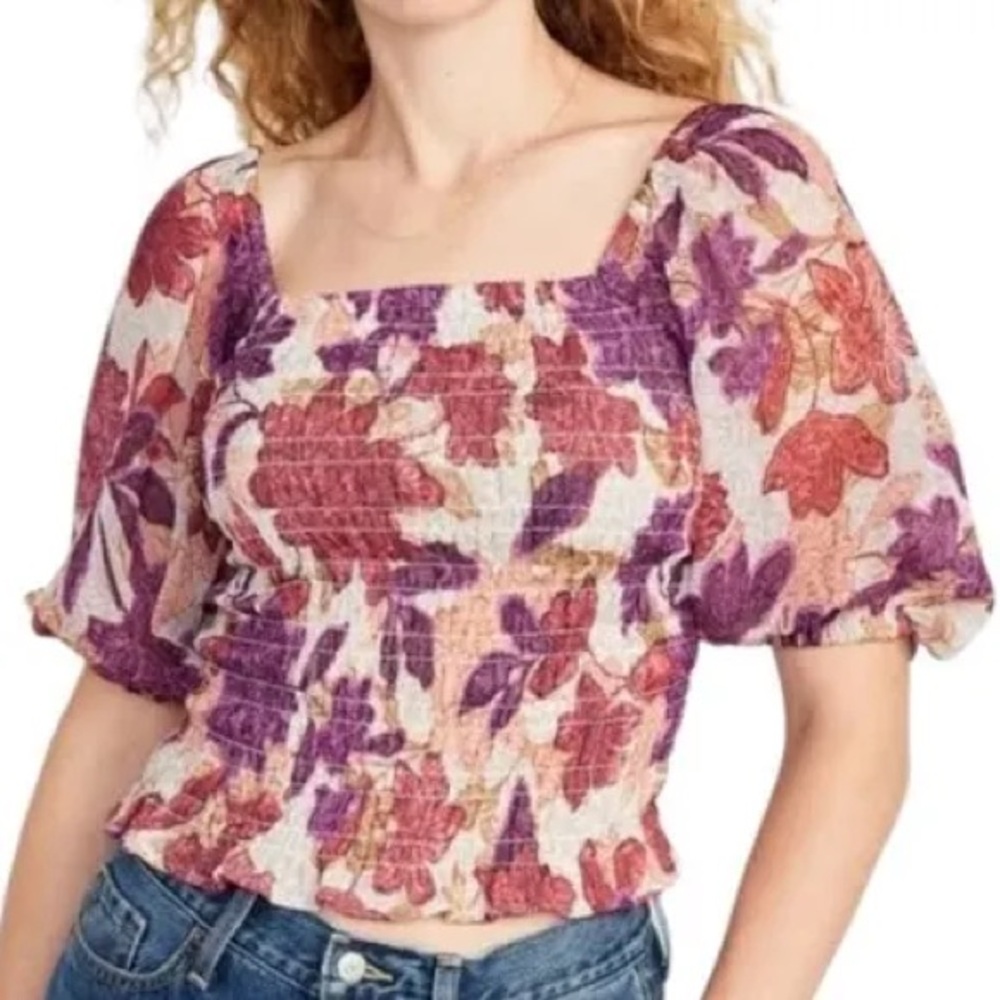 Old Navy Purple and Red Floral Blouse